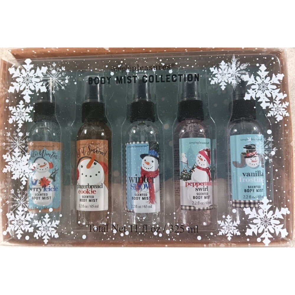 Simple Pleasures Body Mist Collection 5 Bottles Assorted Scents 2.2 oz each